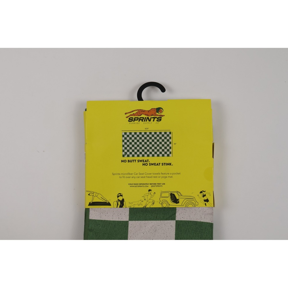 Sprints Car Seat Cover Towel Chess Not Checkers Green White OS NWT - Picture 3 of 4